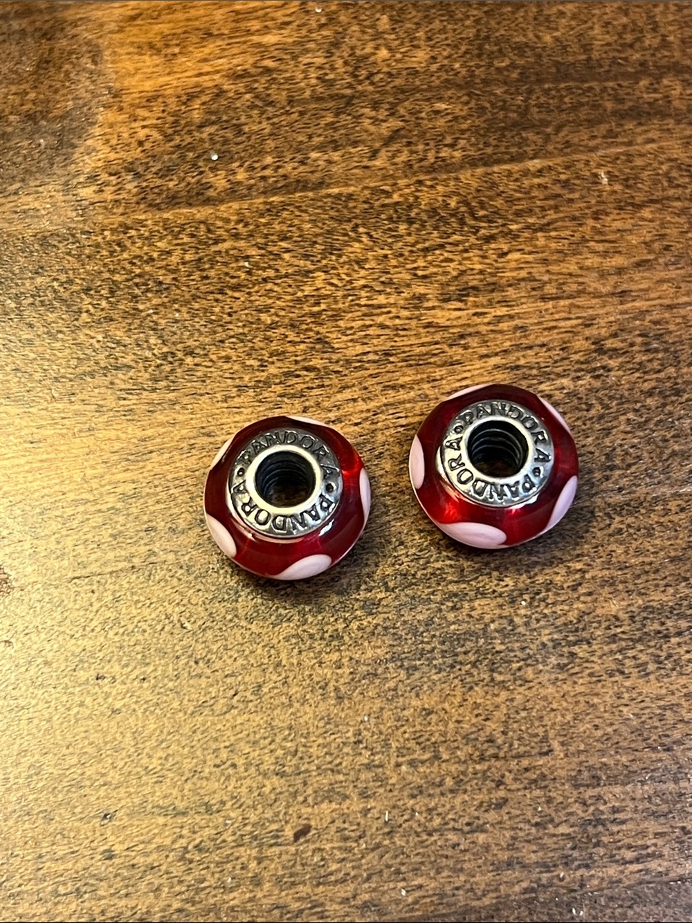 Pandora Red and White Polka Dot Glass Spacer Beads